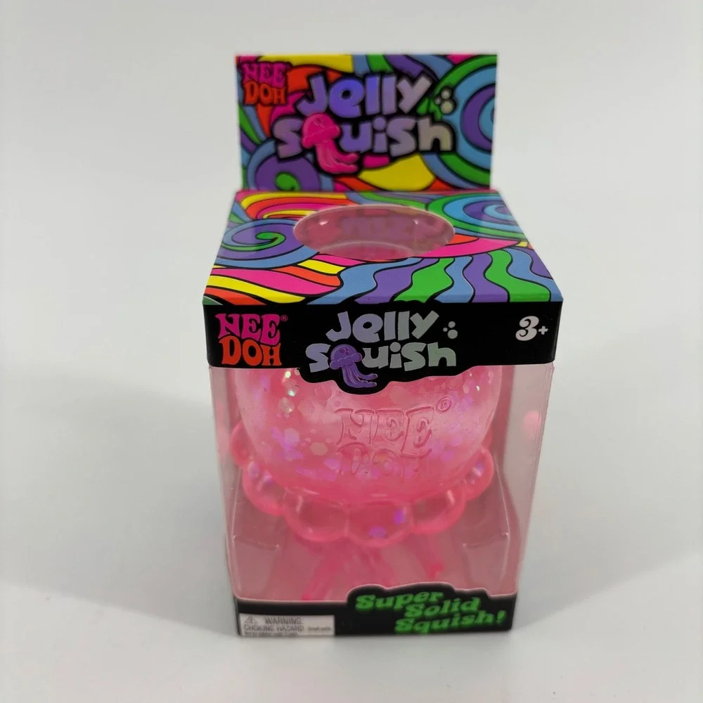 NeeDoh Jelly Squish Pink Jellyfish Sensory Toy Fidget Glitter 26035NAB